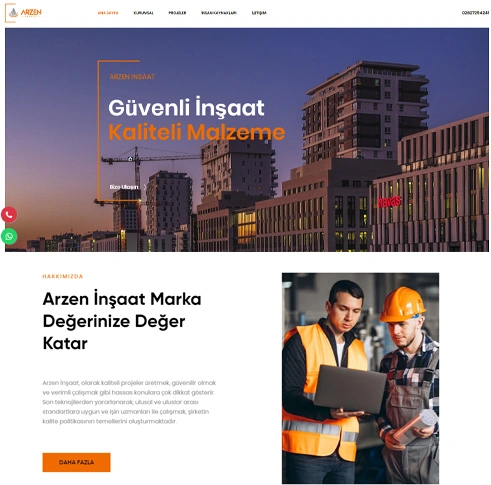 Arzen İnşaat Web Site Yazılım